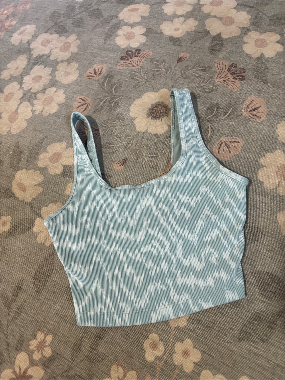 Offline by aerie Light Blue Patterned Scoop Crop Top